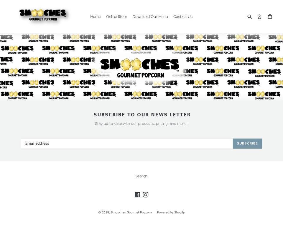 smoochesgourmetpopcorn.com — Shopify storefront screenshot