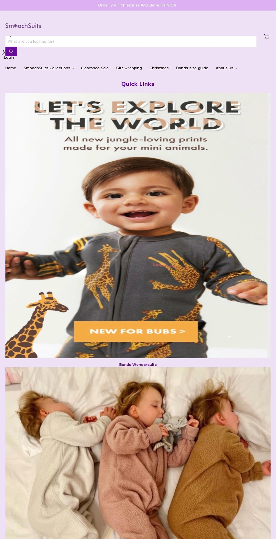 smoochsuits.com shopify website screenshot