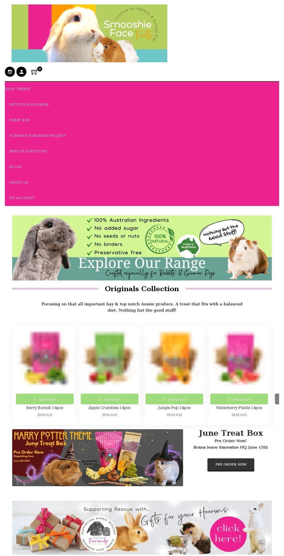 Smooshie Face Treats Shopify theme site example smooshiefacetreats.com.au