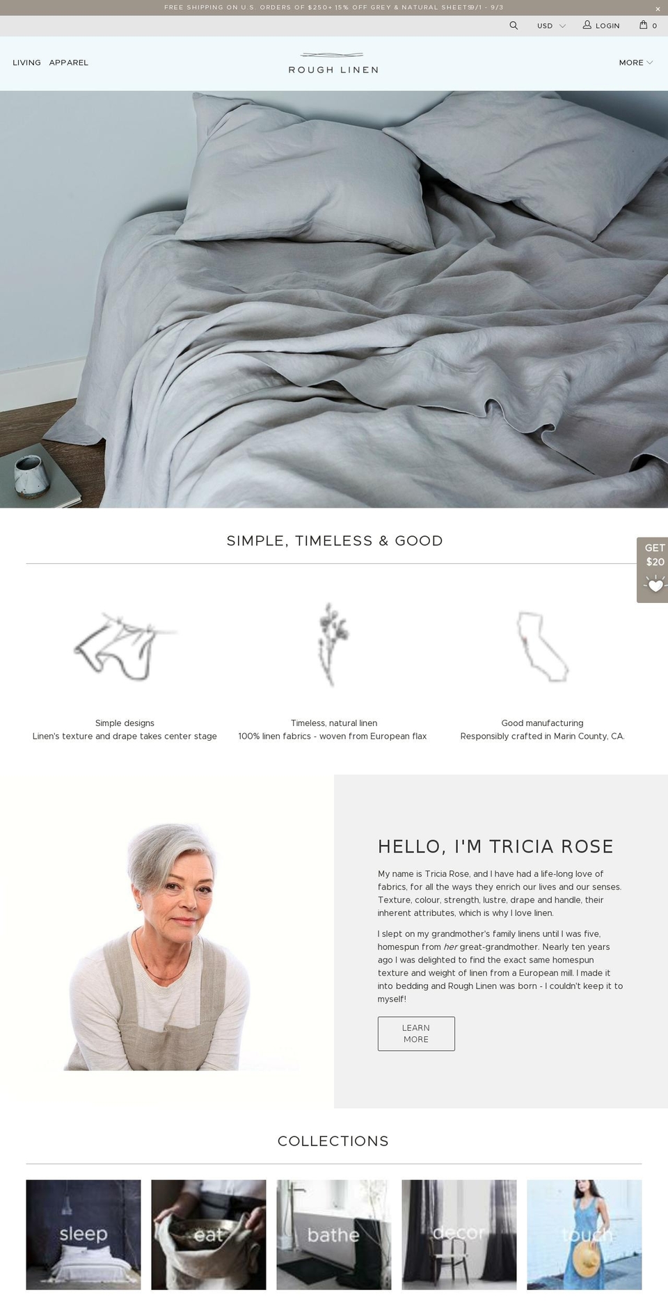 Touch Launch Shopify theme site example smoothlinen.com