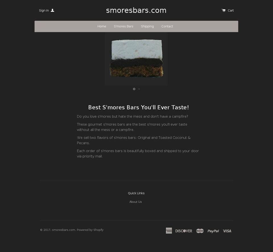 smoresbars.com shopify website screenshot