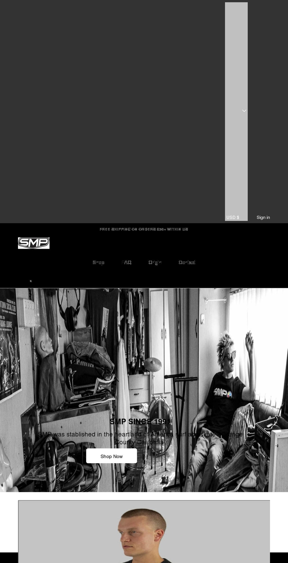 SMP Shopify theme site example smpclothing.com
