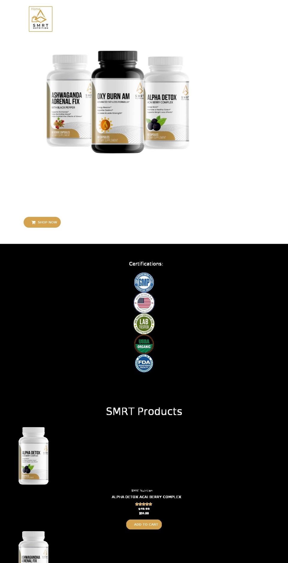 Rocktomic Theme Shopify theme site example smrtnutrition.com