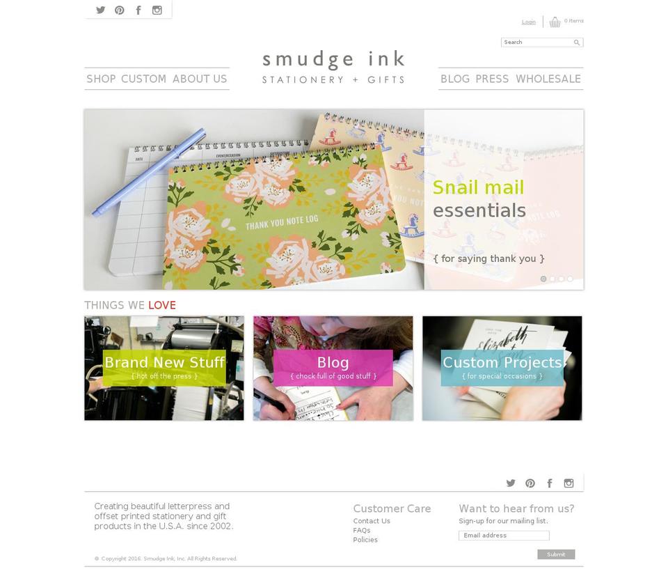 smudgeink.com shopify website screenshot