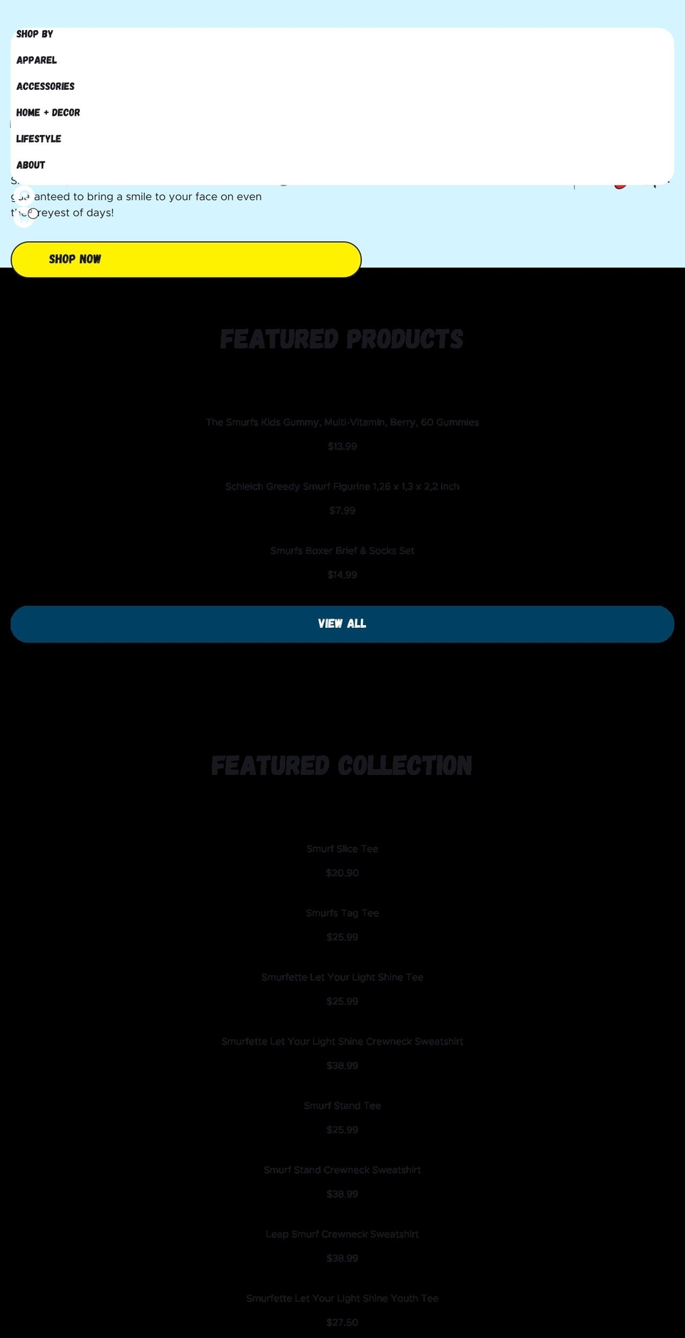 smurfstore.com shopify website screenshot