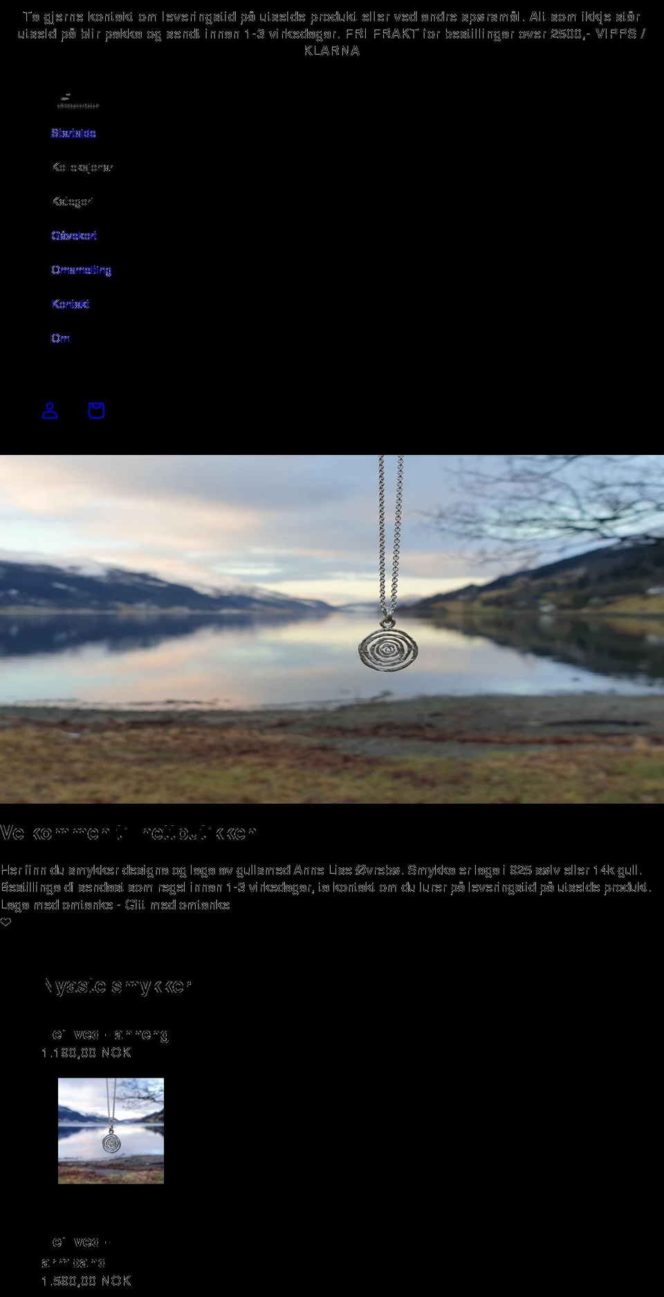 smykkeverkstad.no shopify website screenshot