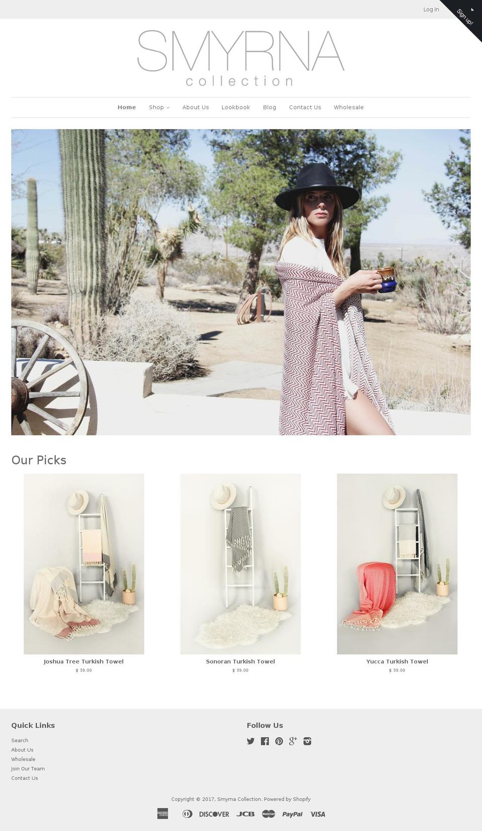 smyrnacollection.com shopify website screenshot