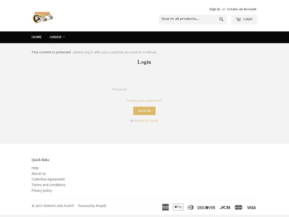 snacksandflight.com shopify website screenshot