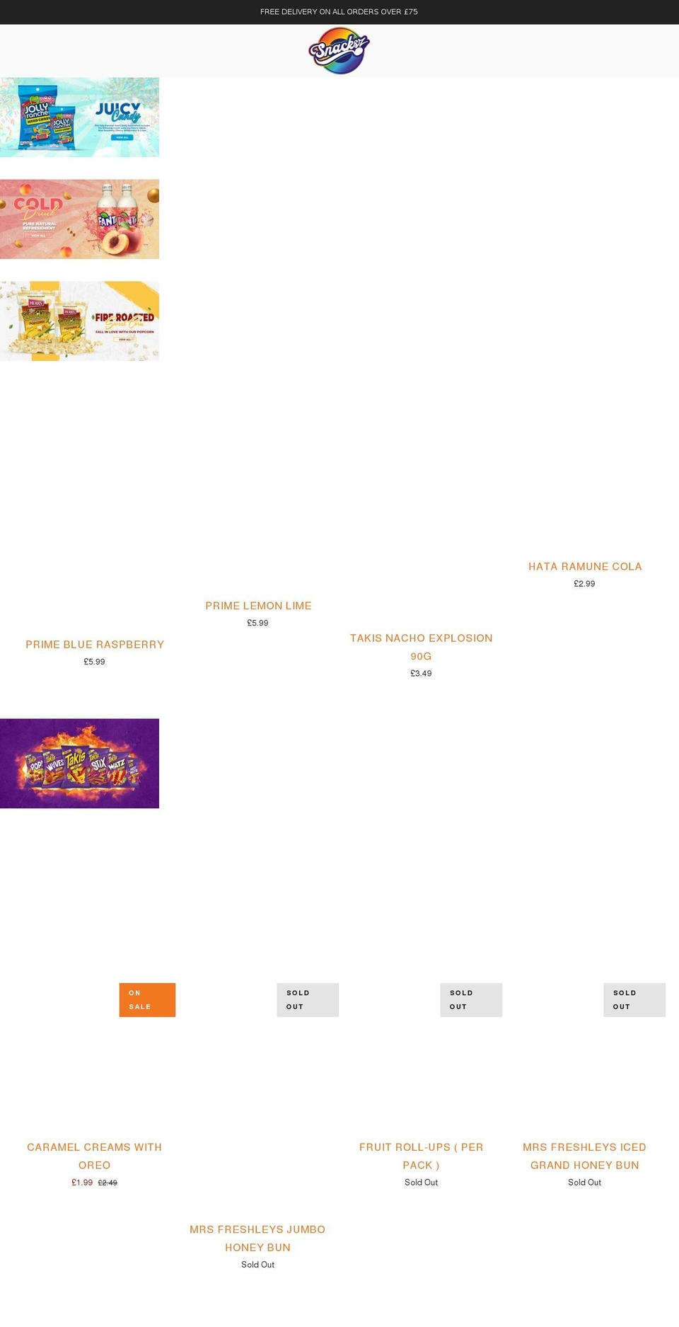 snacksz.com shopify website screenshot