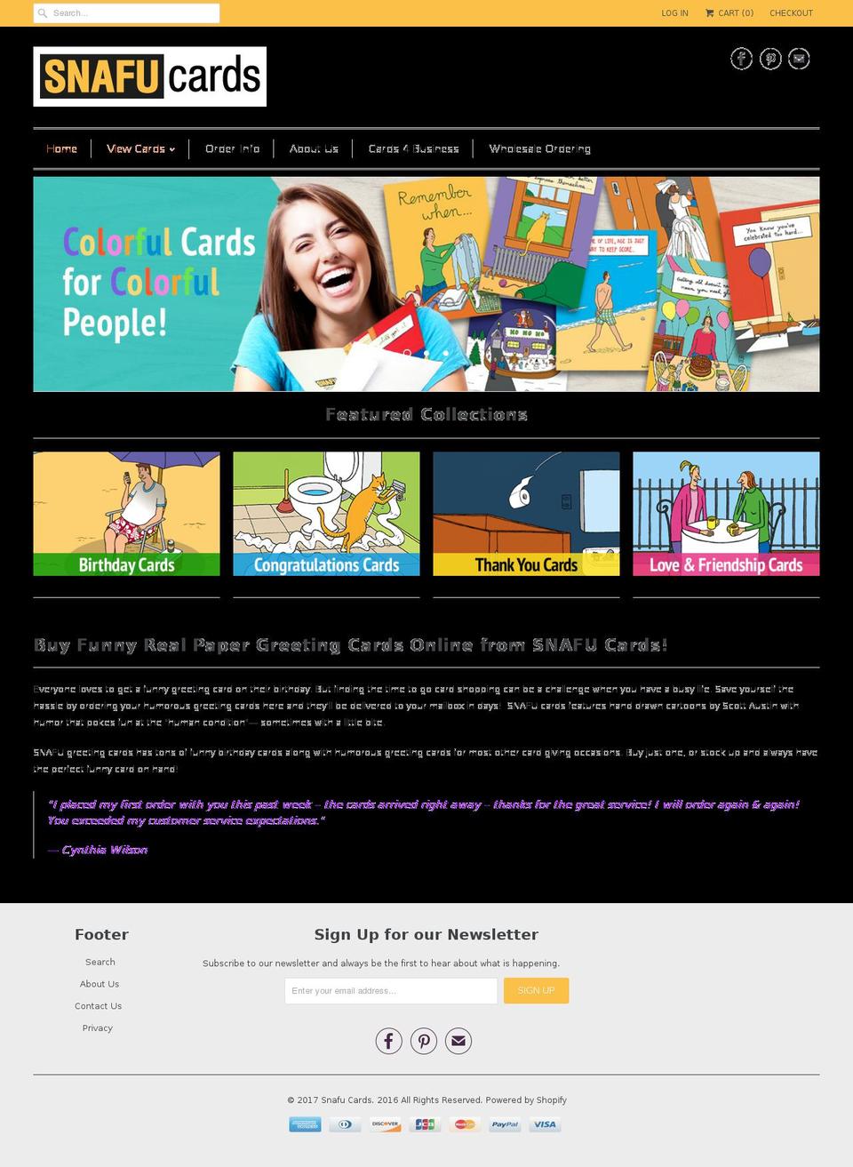 snafucards.com shopify website screenshot