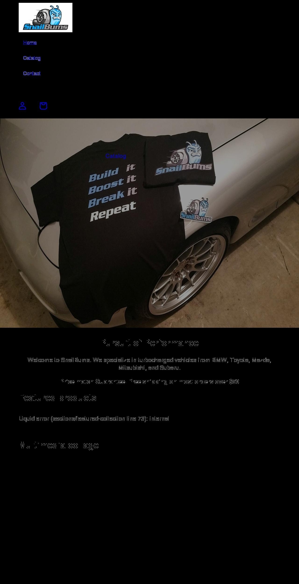 snailbums.com shopify website screenshot