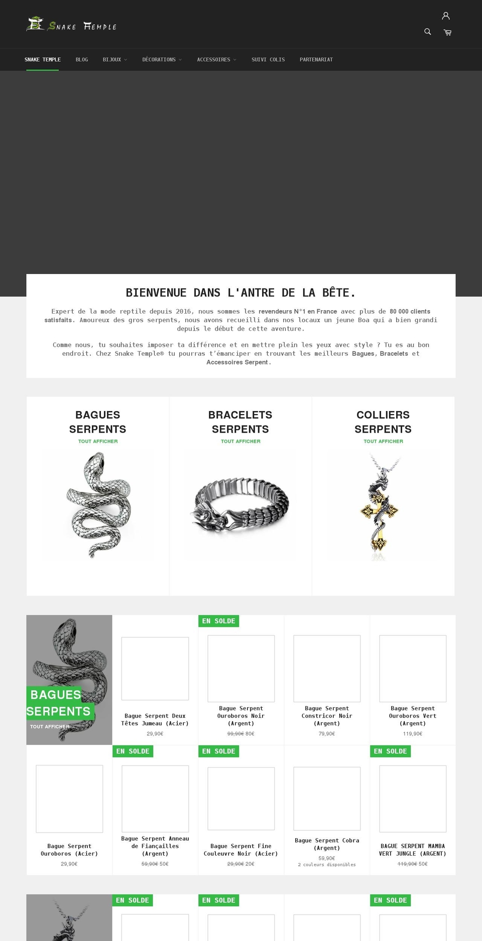 snake-temple.com shopify website screenshot