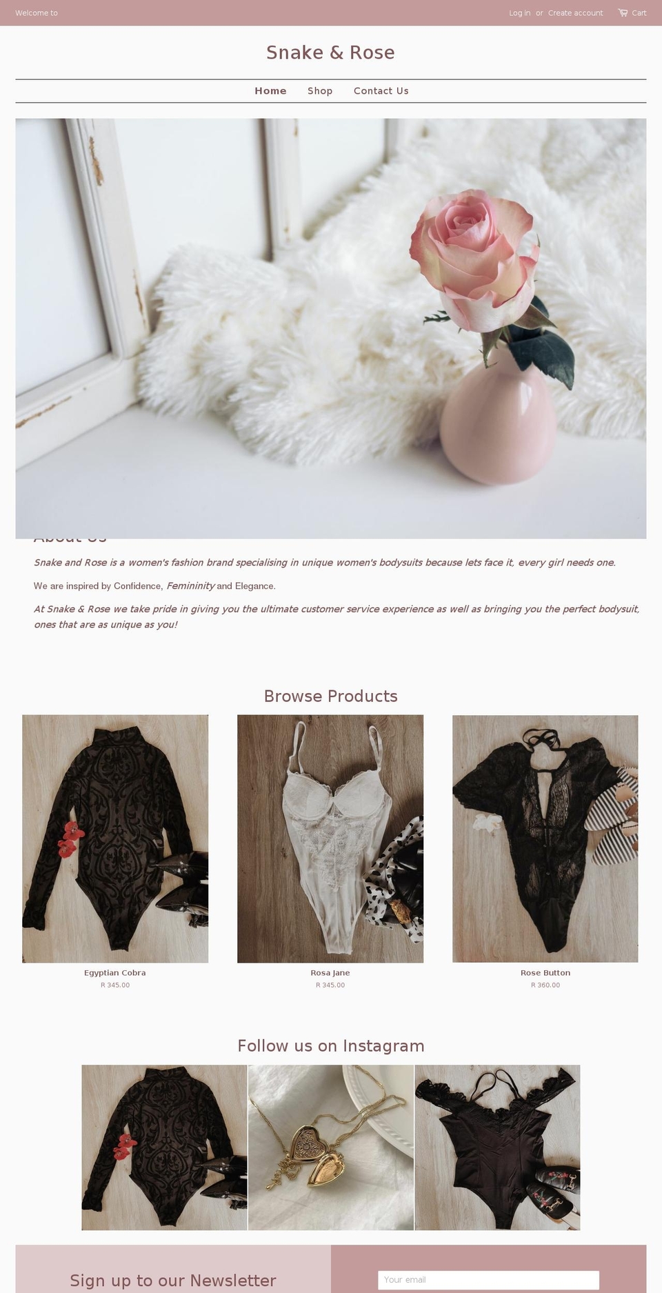 snakeandrose.com — Shopify storefront screenshot