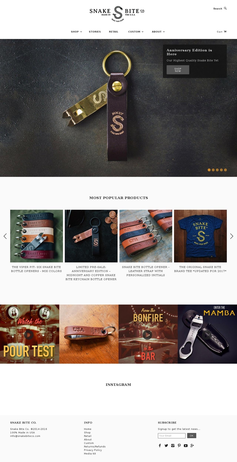 Blockshop Shopify theme site example snakebiteco.com