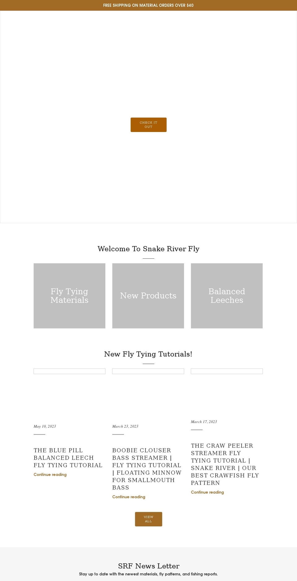 snakeriverfly.com shopify website screenshot