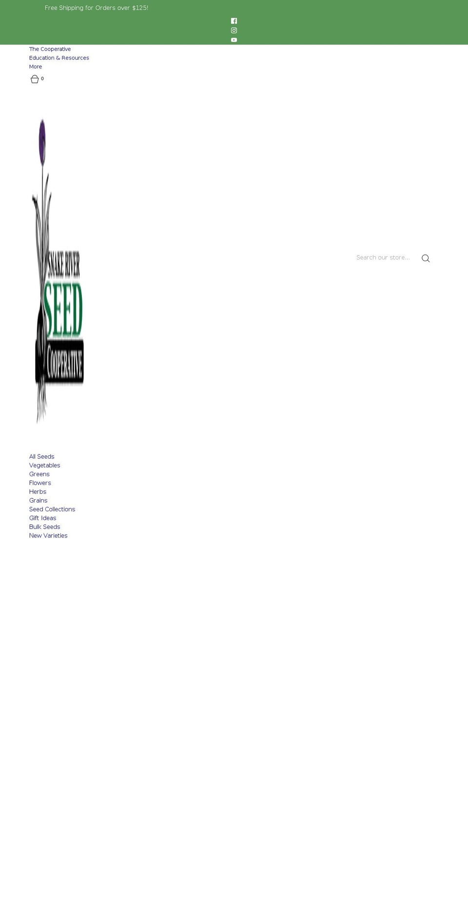 snakeriverseeds.com shopify website screenshot