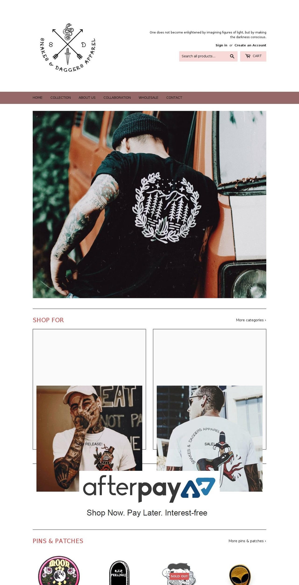 snakesanddaggersapparel.com — Shopify storefront screenshot