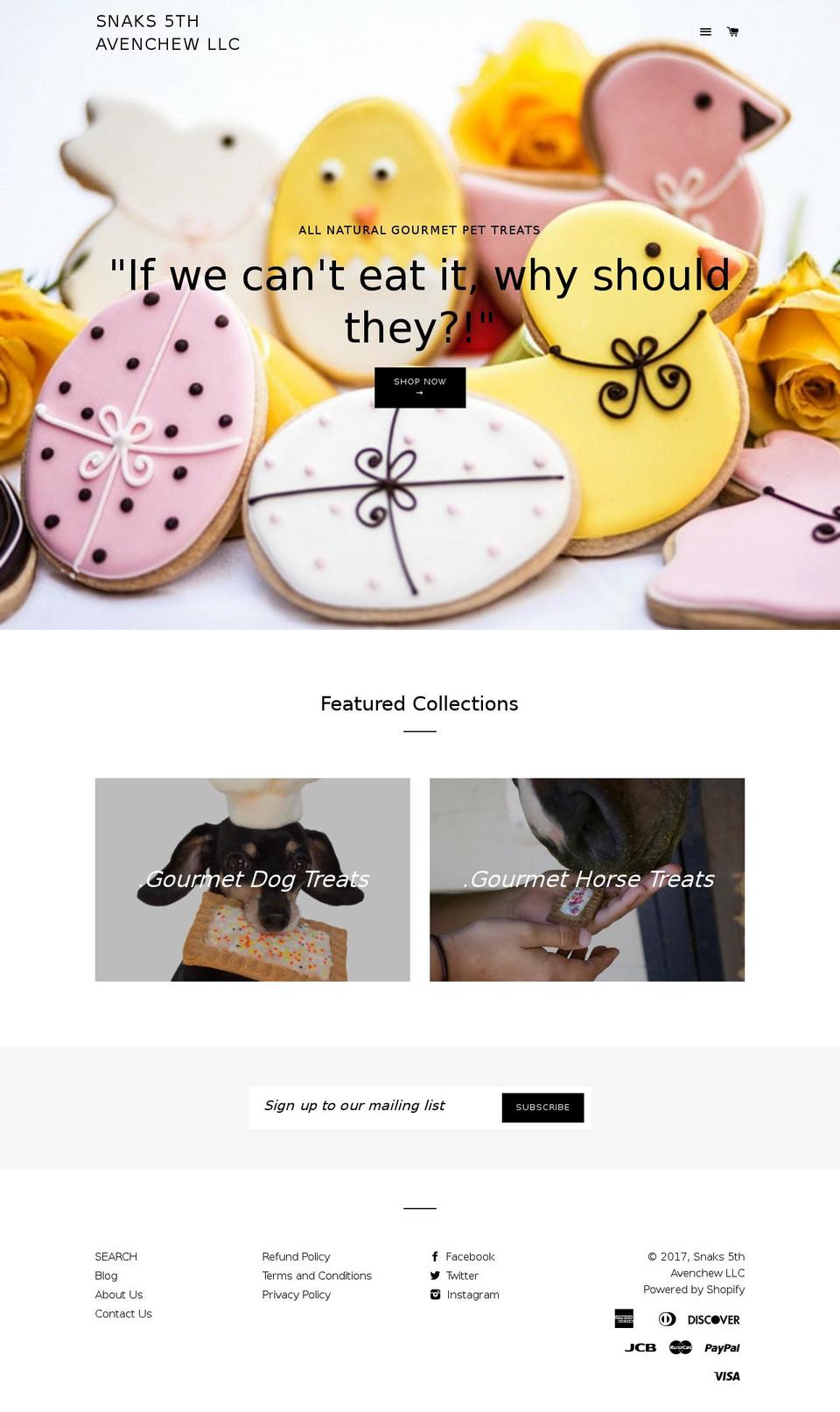 snaks5thavenchew.com shopify website screenshot