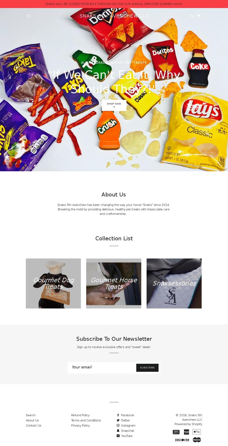 snaksfifthavenchew.com — Shopify storefront screenshot