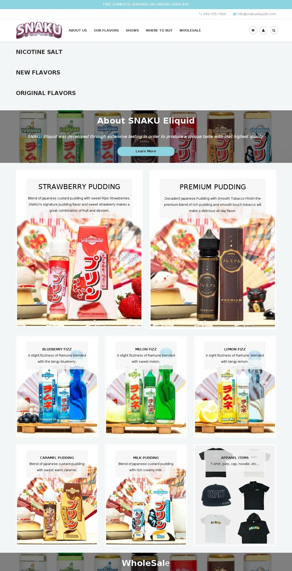 snakueliquids.com shopify website screenshot