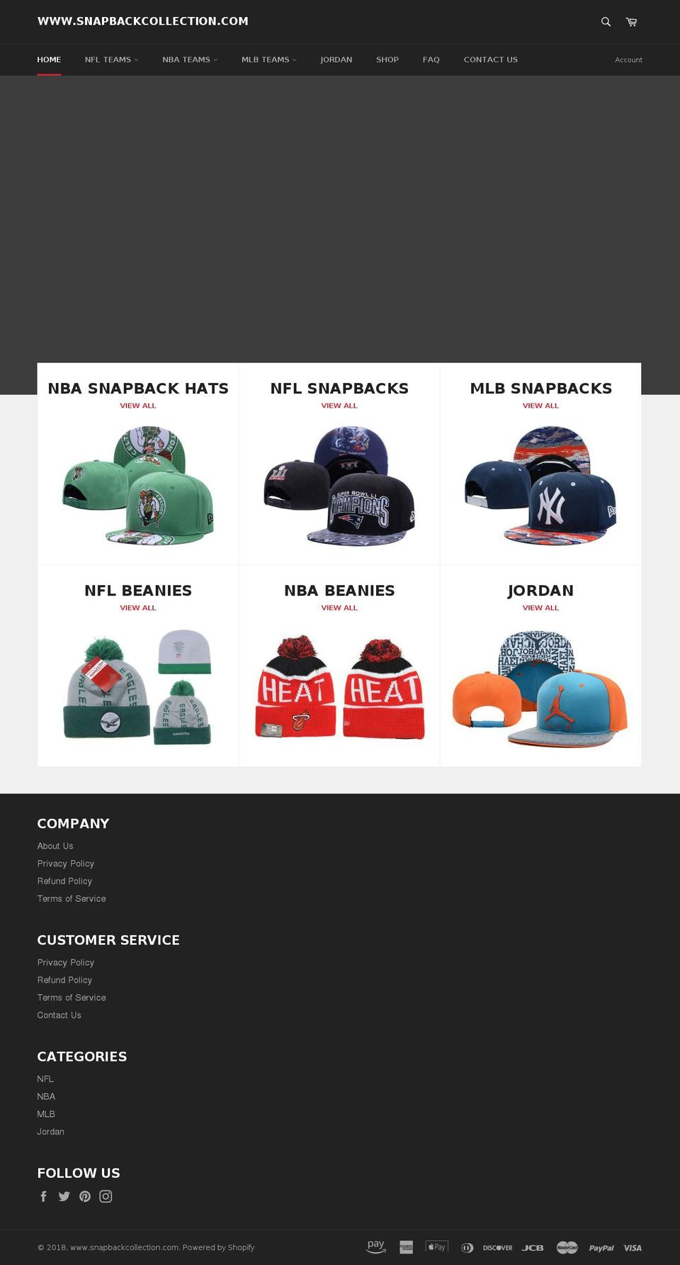 snapbackcollection.com — Shopify storefront screenshot
