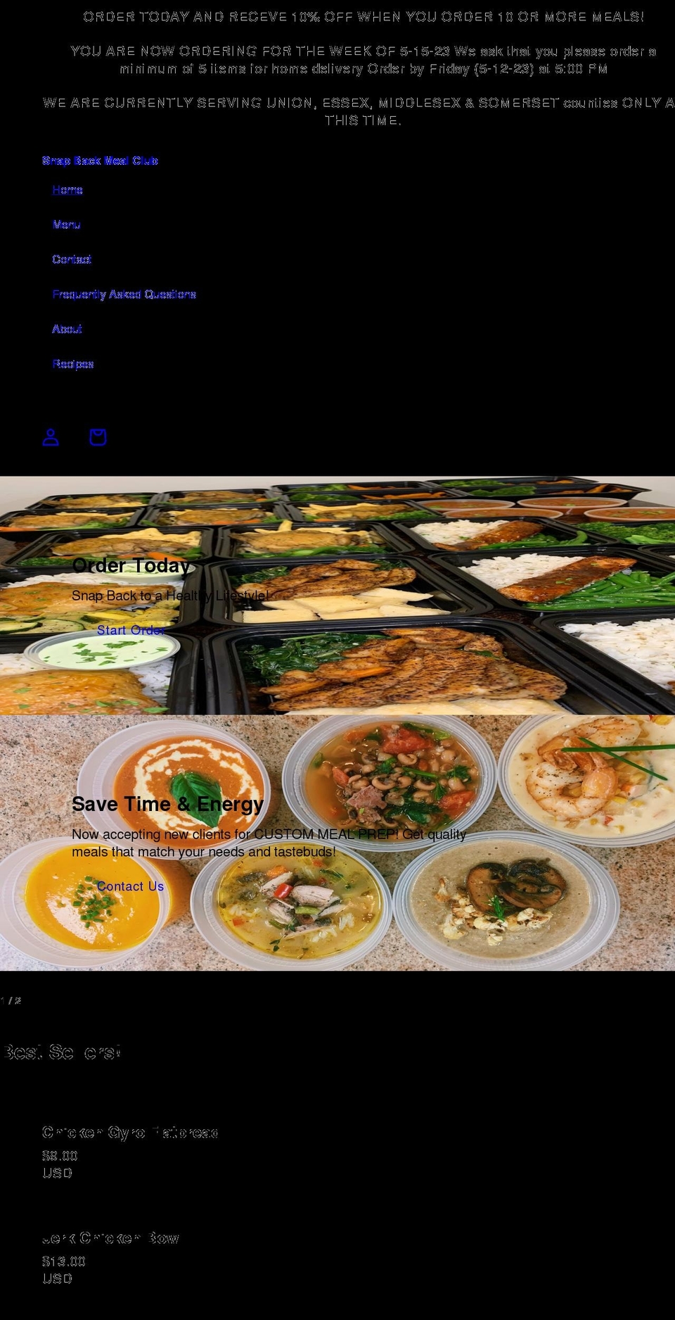 snapbackmealclub.com shopify website screenshot