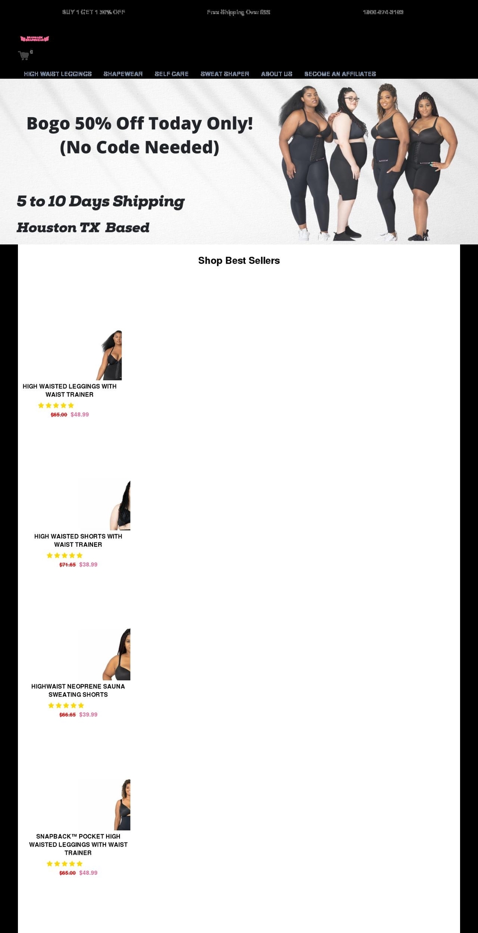 snapbackshapewear.com shopify website screenshot