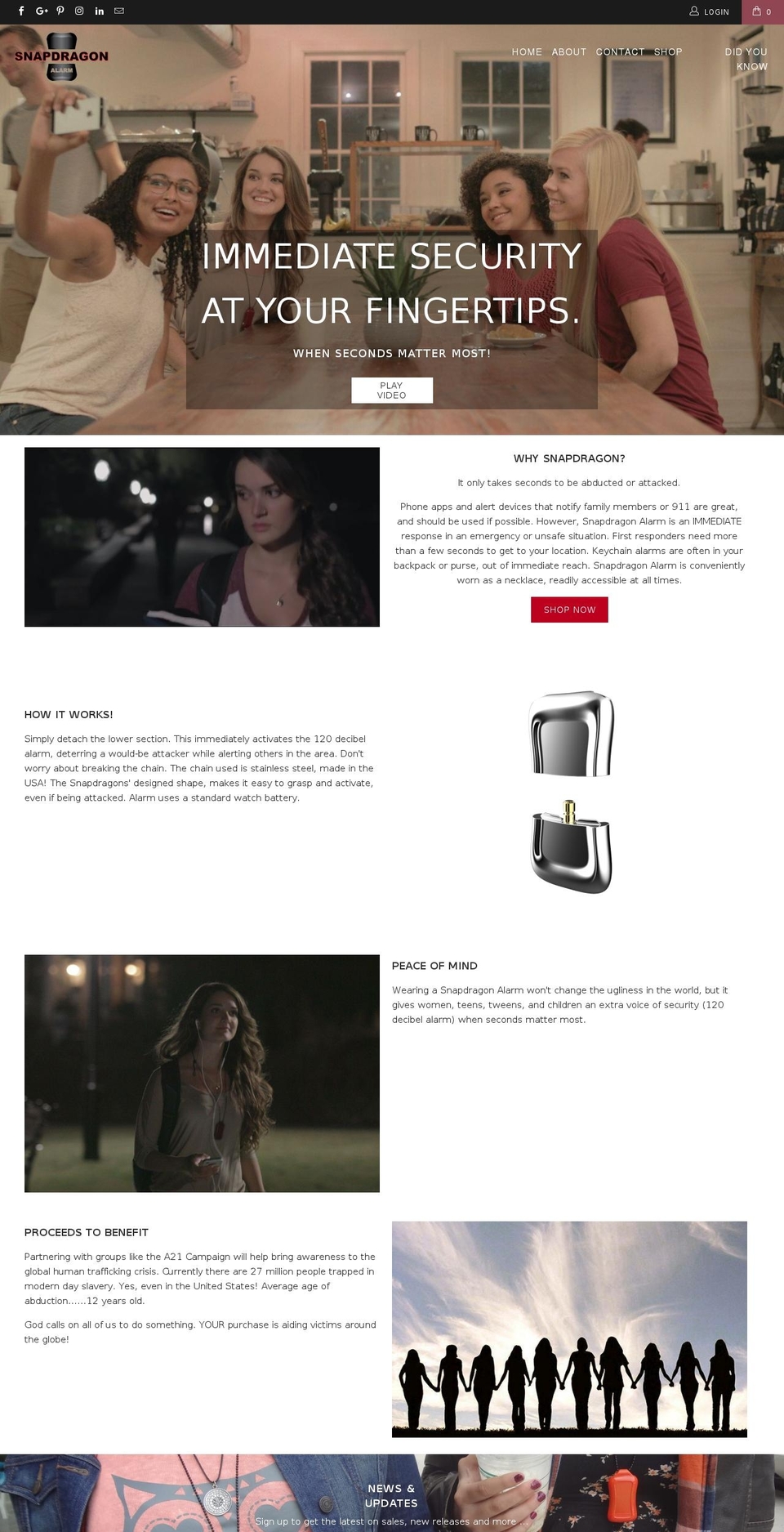 snapdragonalarm.com shopify website screenshot