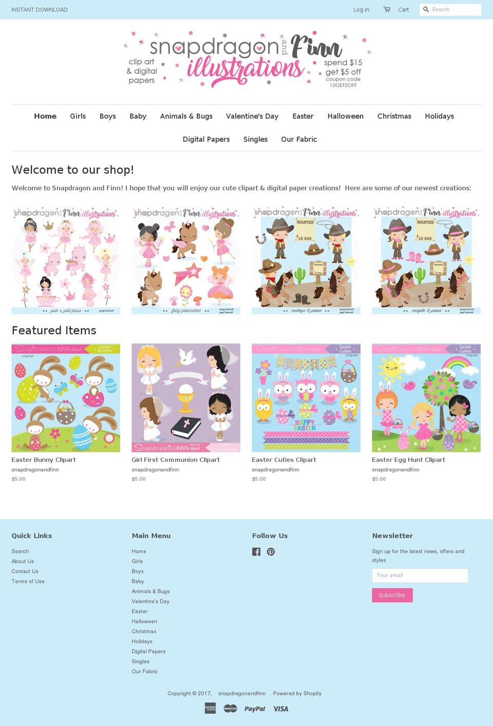 snapdragonandfinn.com shopify website screenshot