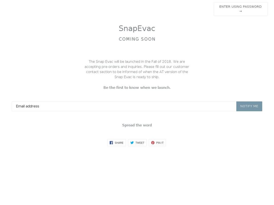 snapevac.org shopify website screenshot