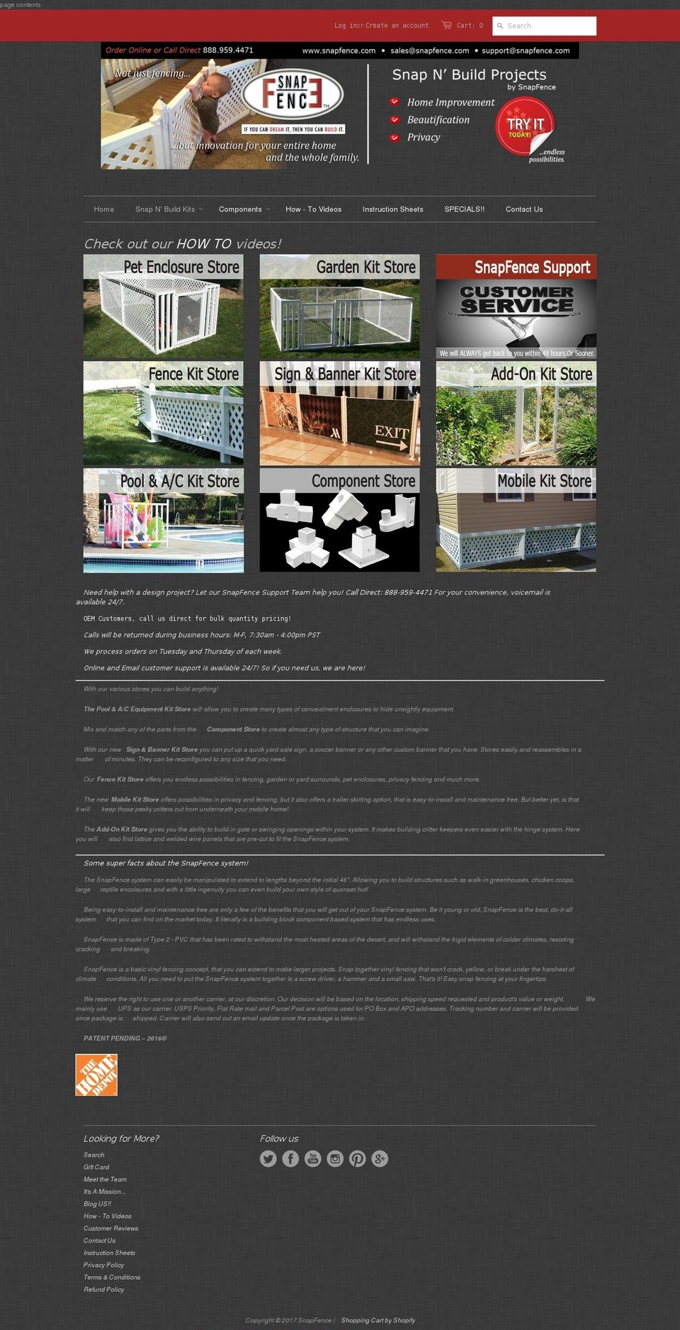 snapfence.com shopify website screenshot