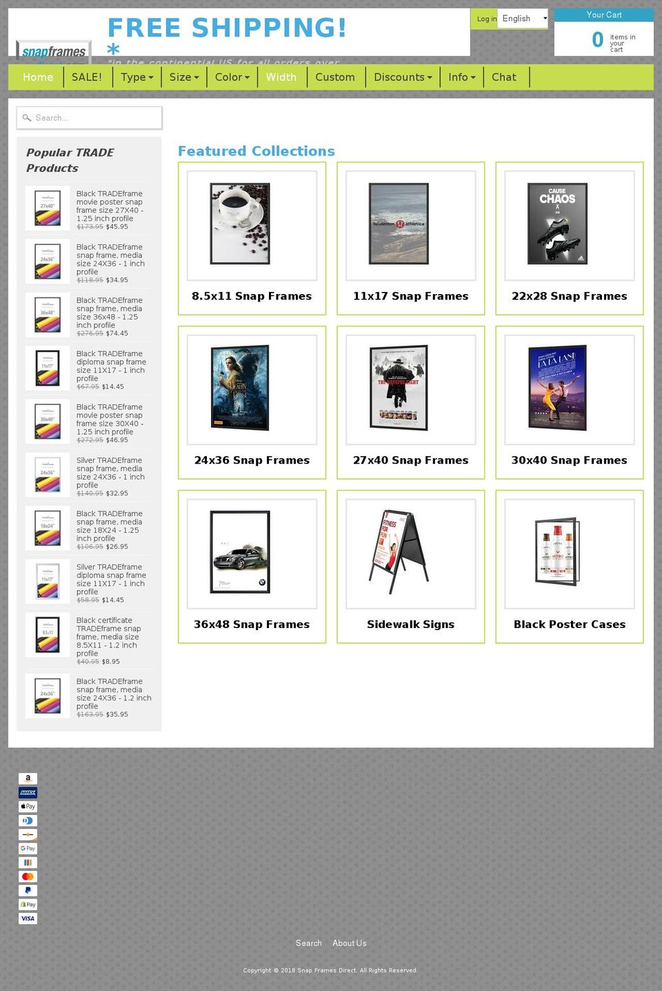 snapframesdirect.com shopify website screenshot