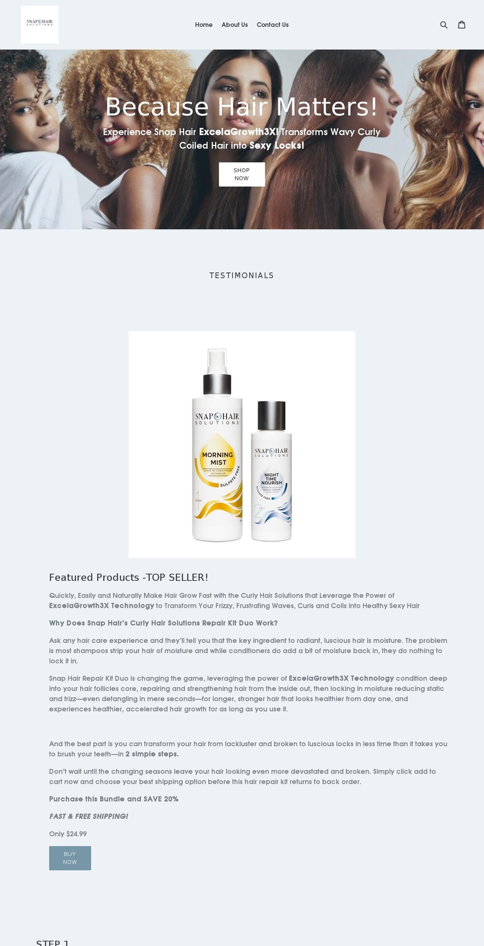 snaphairsolutions.com shopify website screenshot