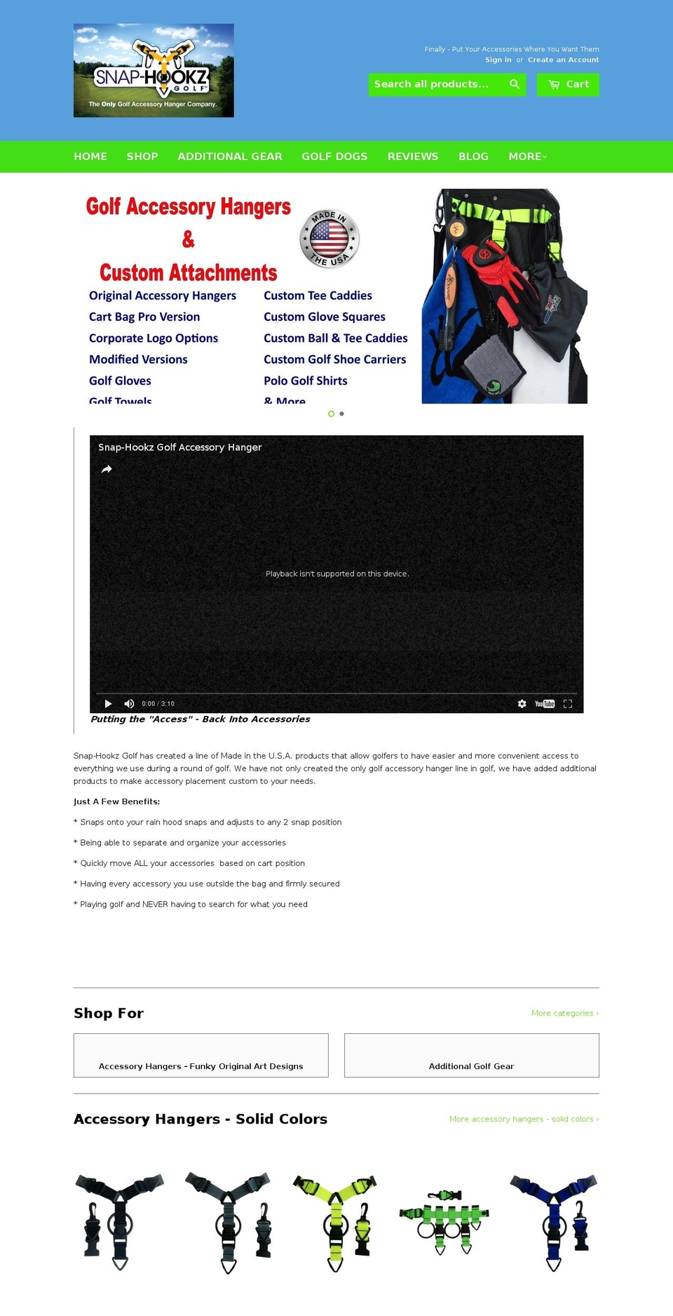 snaphookzgolf.com shopify website screenshot