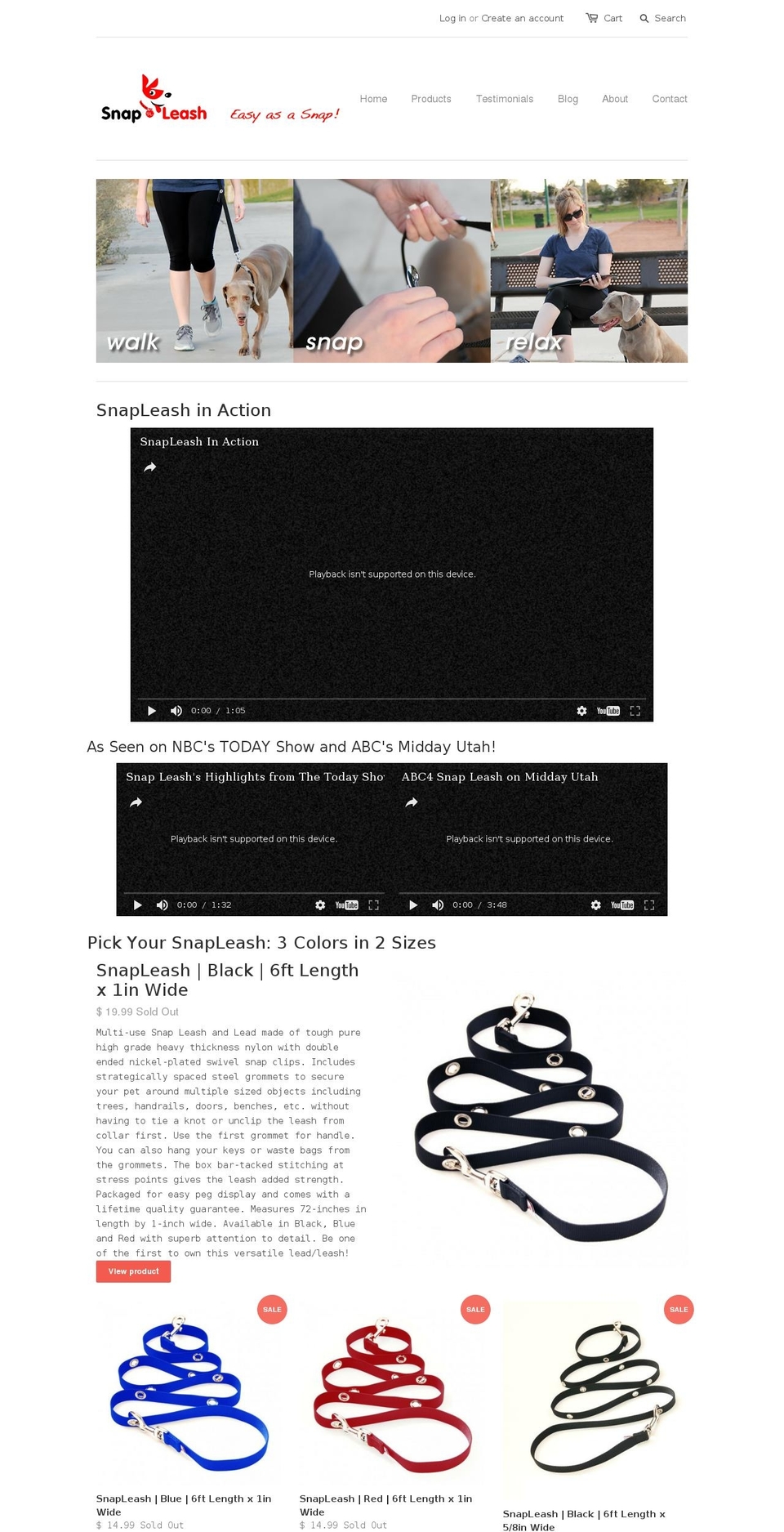 snapleash.com shopify website screenshot