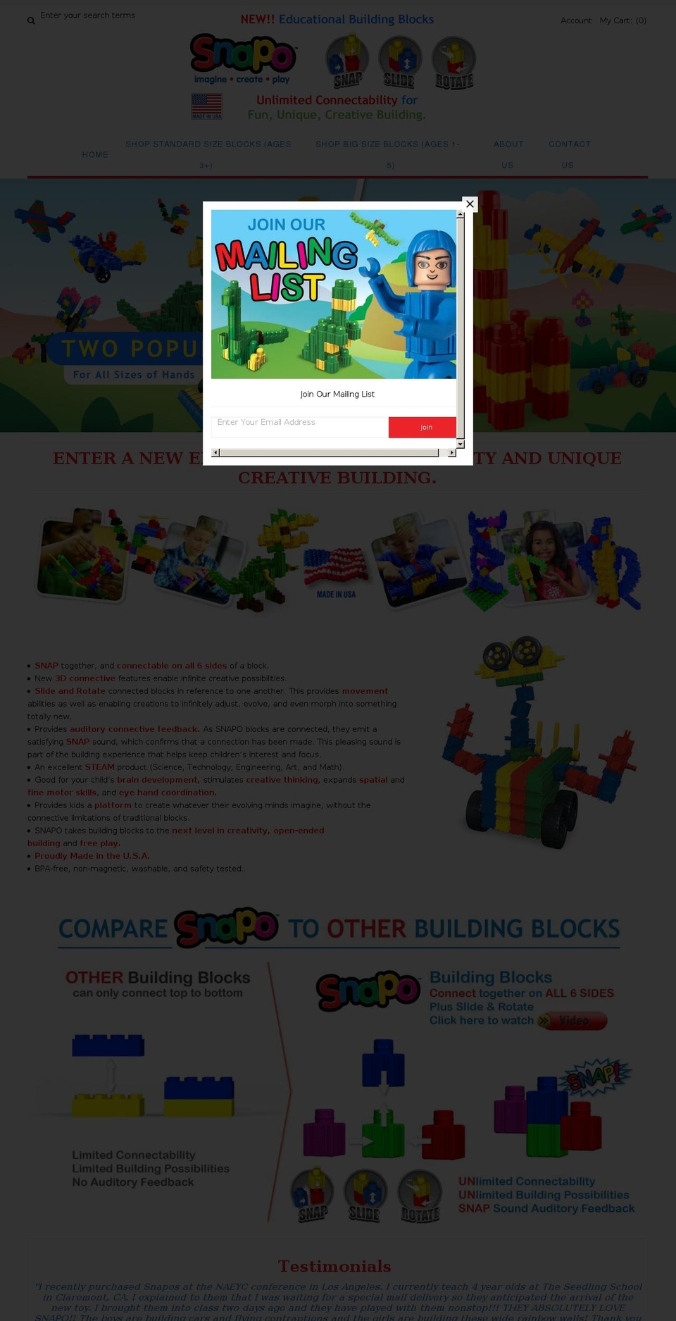 snapotoyblocks.com — Shopify storefront screenshot