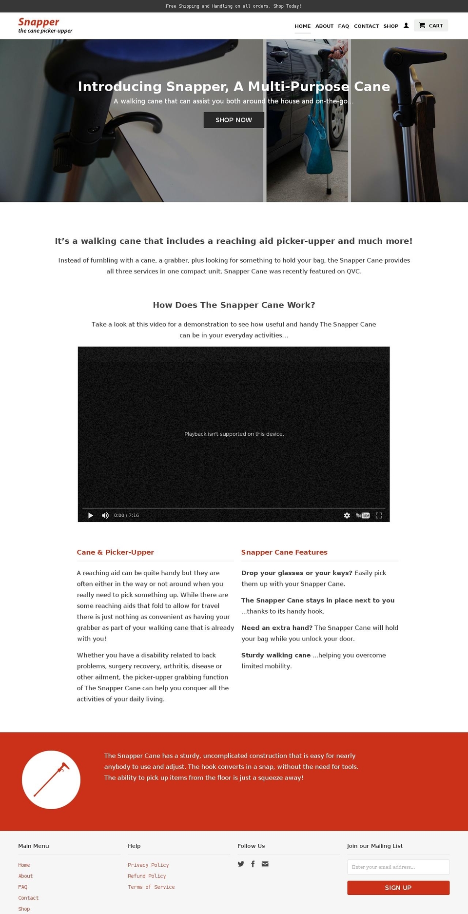 snappercane.com shopify website screenshot