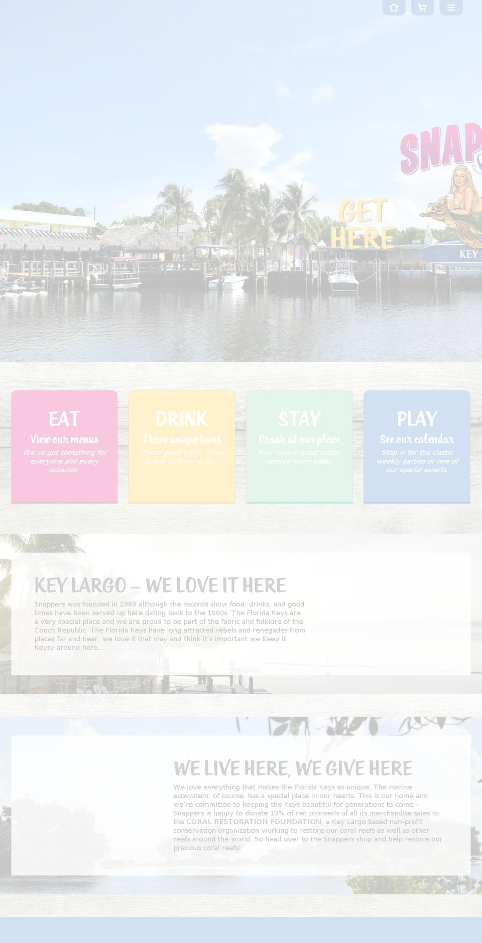 snapperskeylargo.com shopify website screenshot