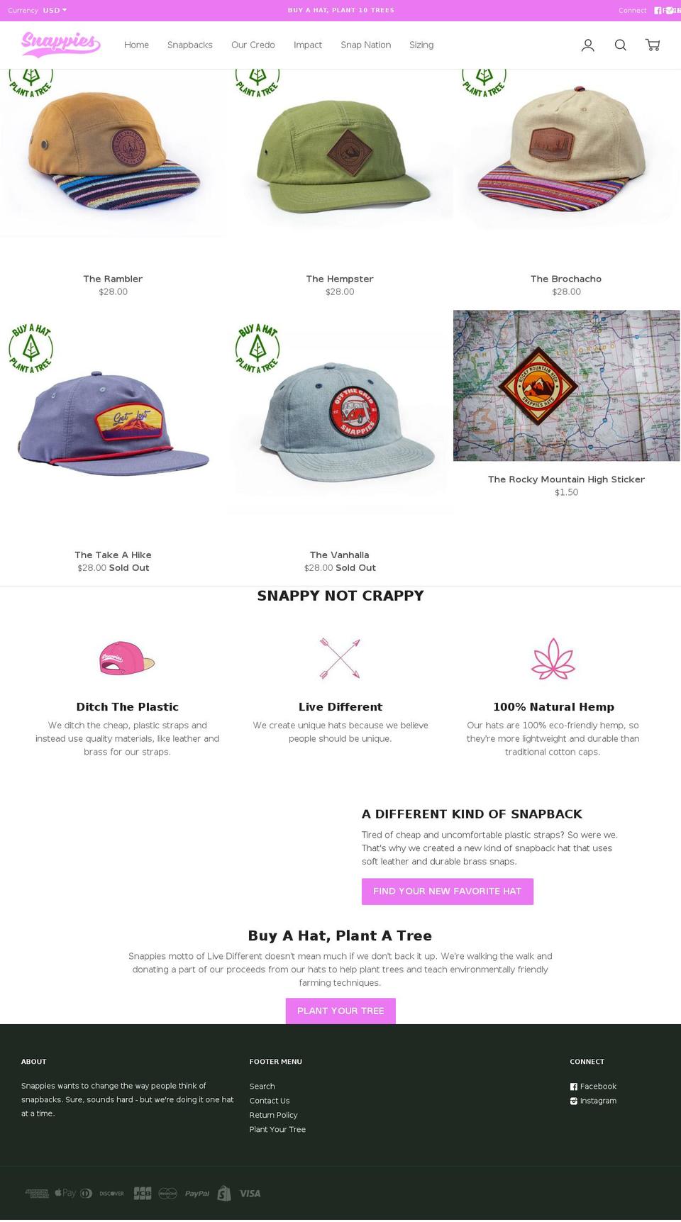 snappieshats.com — Shopify storefront screenshot