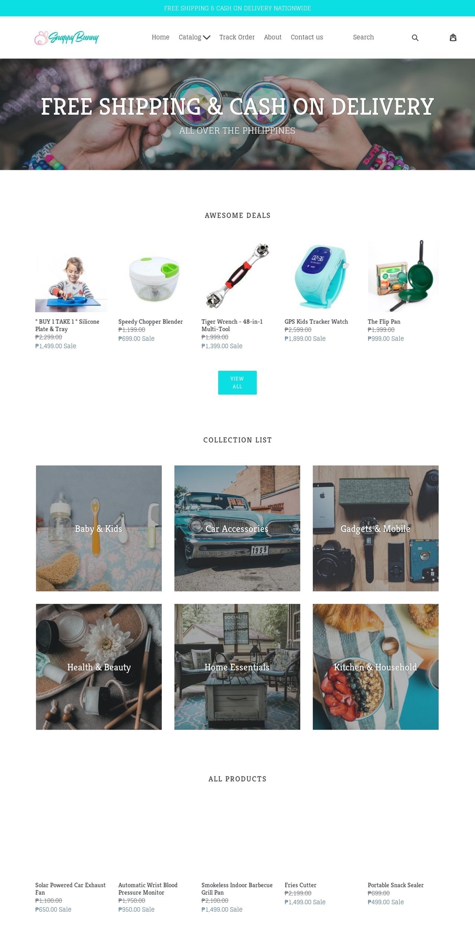 snappybunny.com — Shopify storefront screenshot
