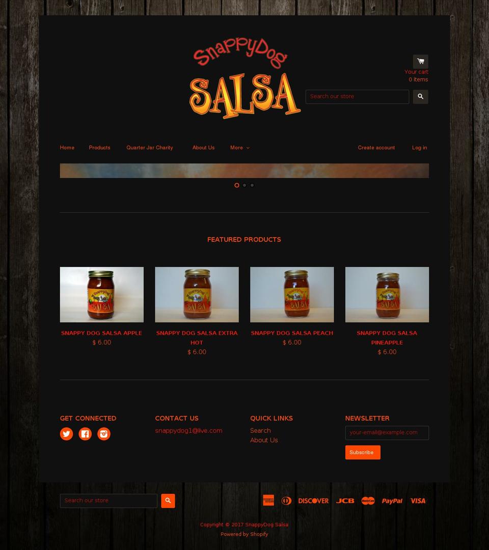 snappydogsalsa.com shopify website screenshot