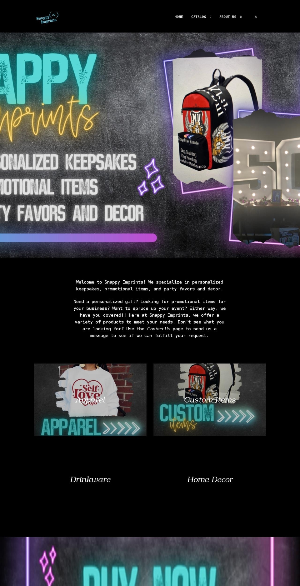 snappyimprints.com shopify website screenshot