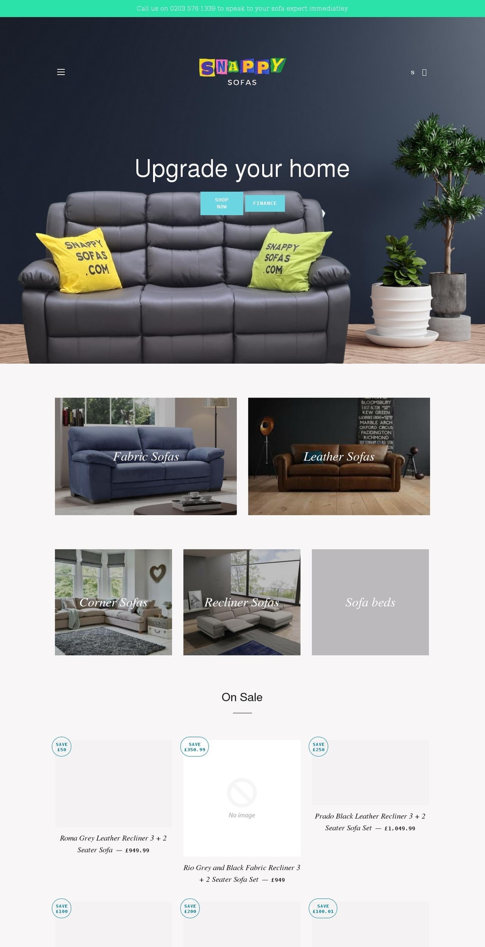 snappysofas.com shopify website screenshot