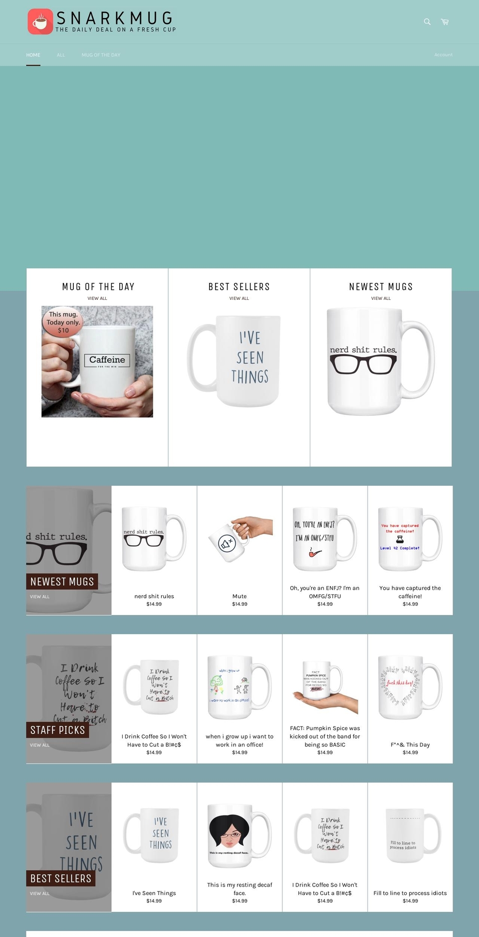 snarkmug.com — Shopify storefront screenshot