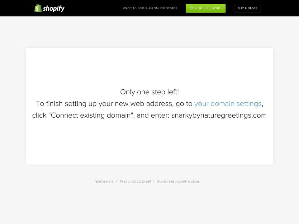 snarkybynaturegreetings.com shopify website screenshot