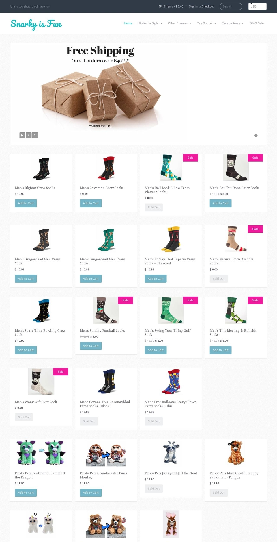 snarkyisfun.com shopify website screenshot