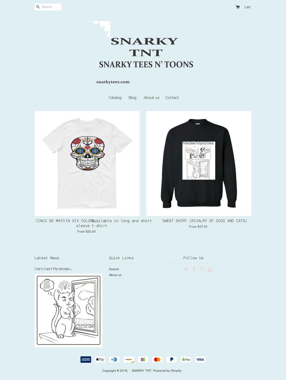 snarkyteesntoons.com shopify website screenshot