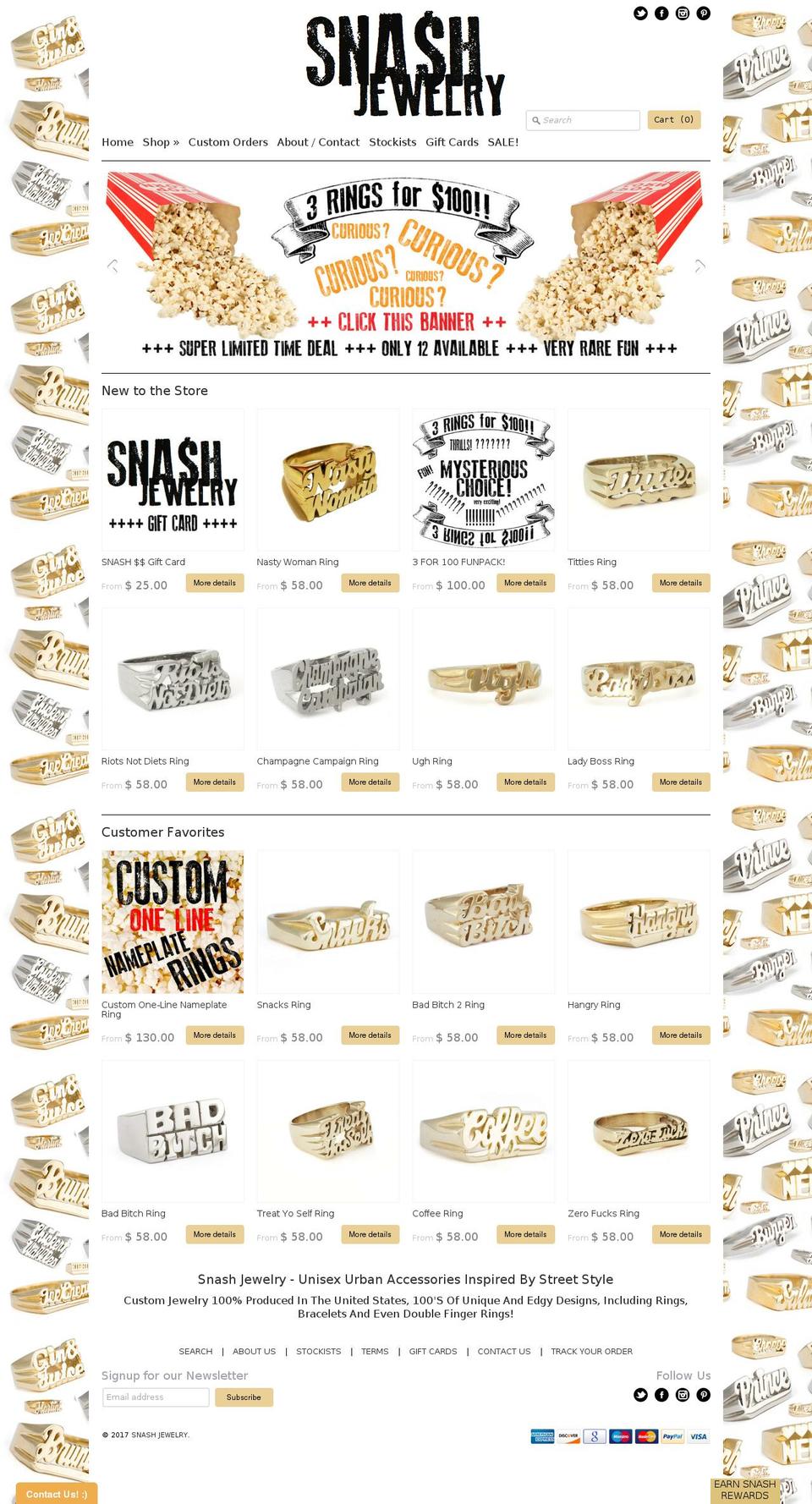snashjewelry.com shopify website screenshot