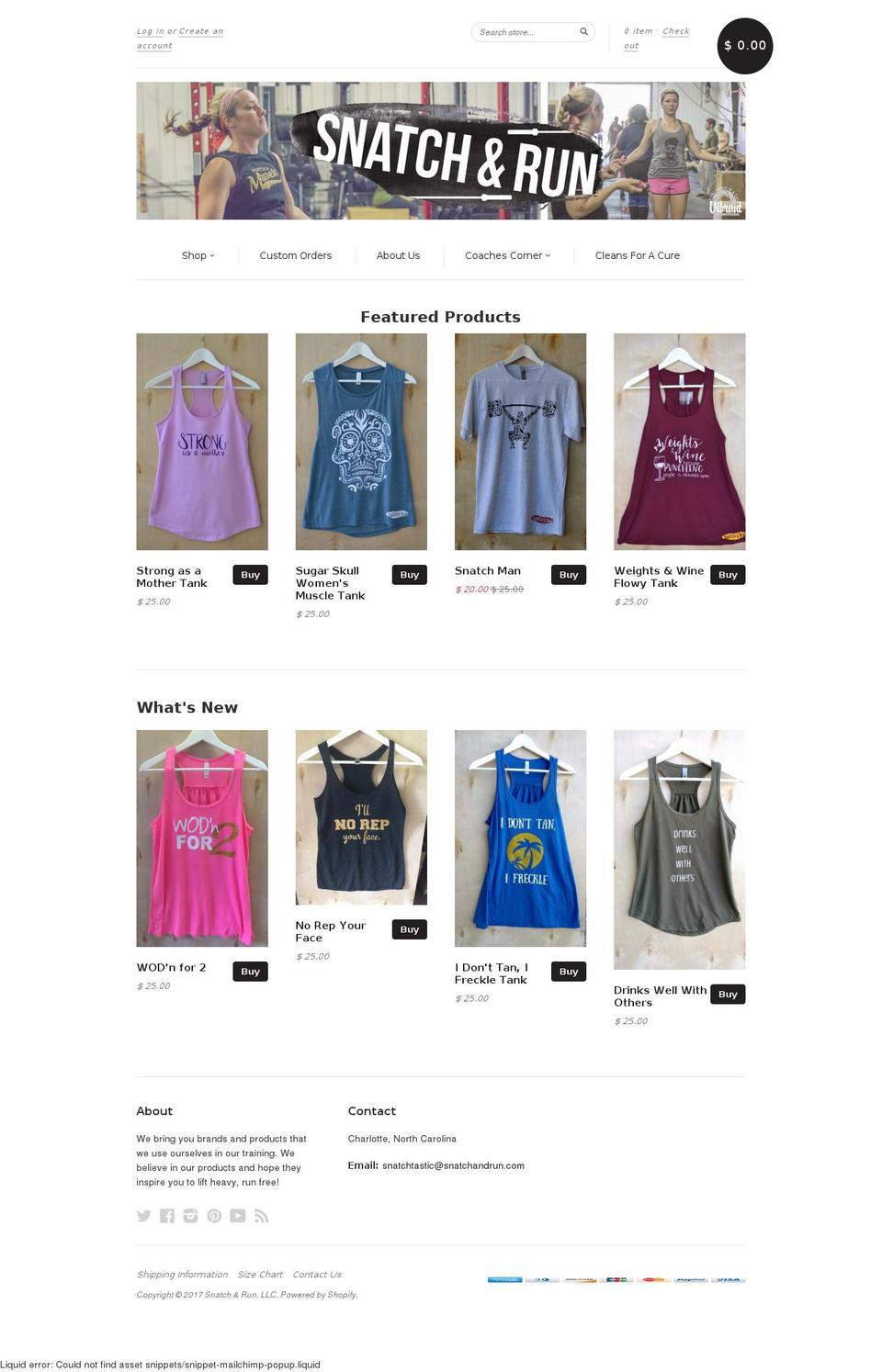 snatchandrunapparel.com shopify website screenshot