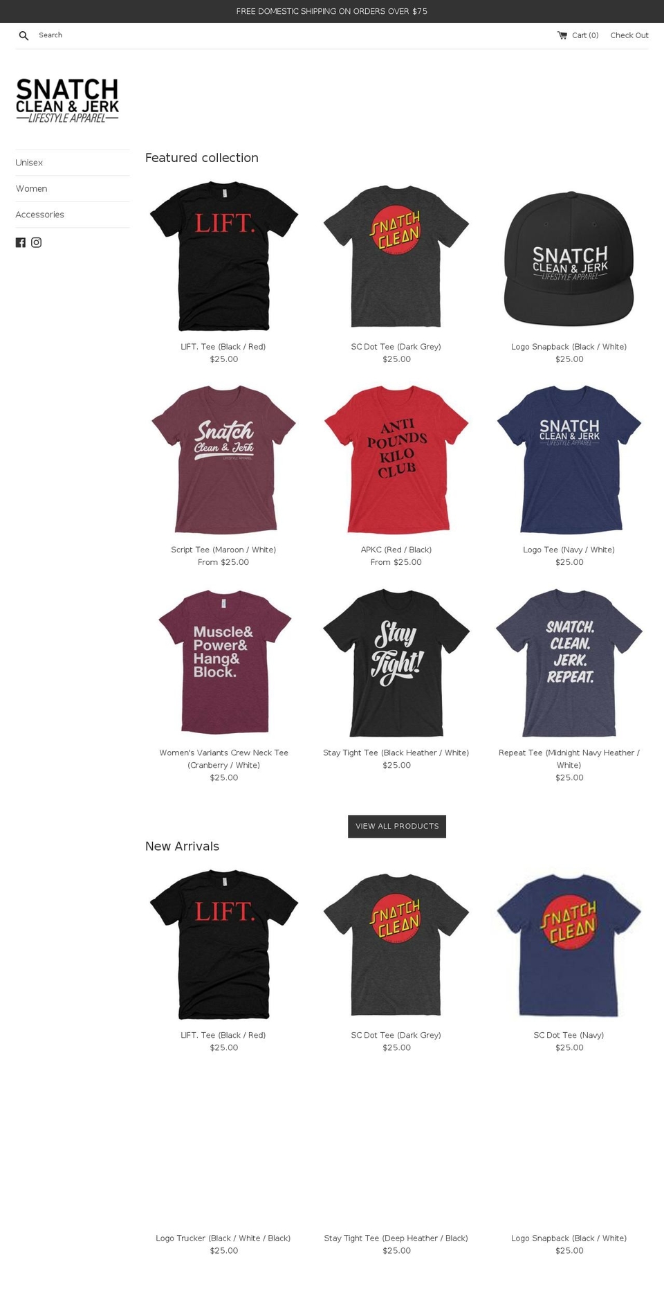 snatchcleanandjerk.com — Shopify storefront screenshot